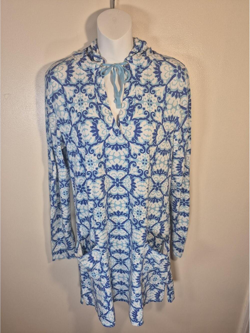 COOLIBAR Seacoast Hooded Swim Cover Up S Dress Catalina Fabric UPF 50+ Beach
